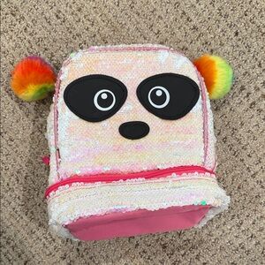 Sequin Panda Backpack with Rainbow Ears
